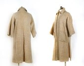 CLEARANCE 1960s overcoat / Ivory Overcoat / curly brushed wool white jacket / size medium