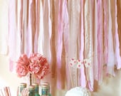 Fabric Garland Rag Streamer Backdrop with Burlap and Lace