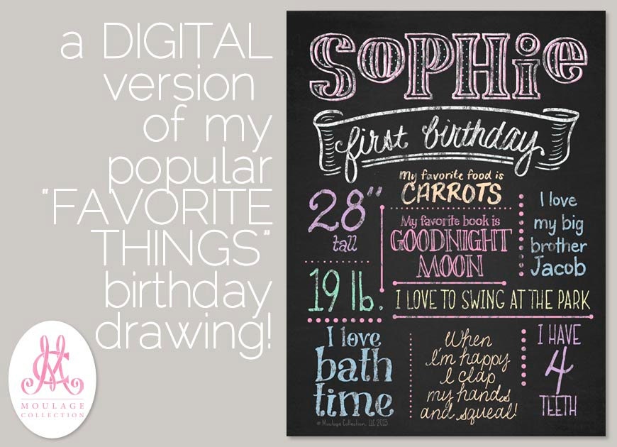 Digital Favorite Things Poster - birthday artwork file