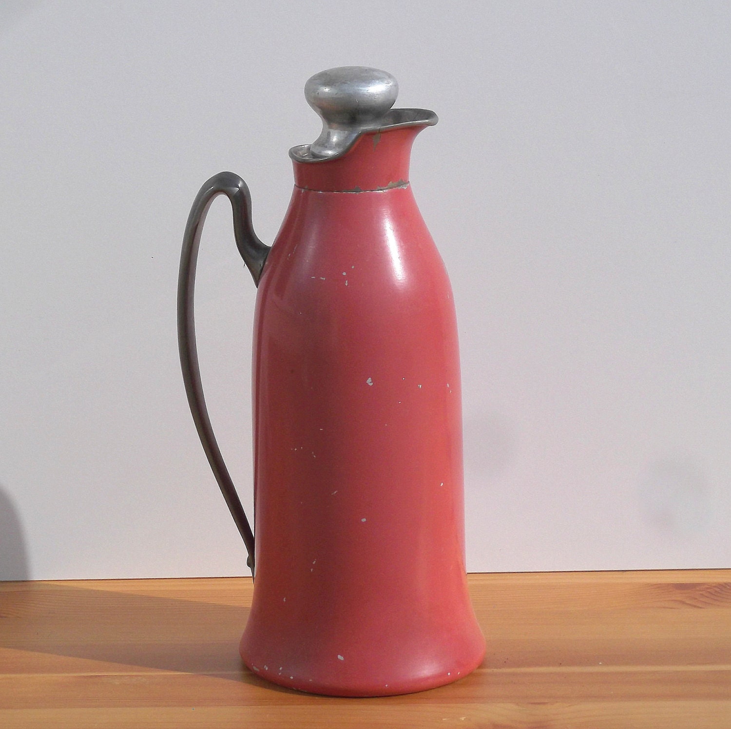 Vintage rustic cottage pink  insulated aluminum carafe