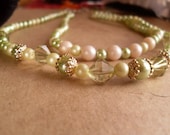 ON SALE - Pearlescent Green Double-Layer Necklace (OOAK)