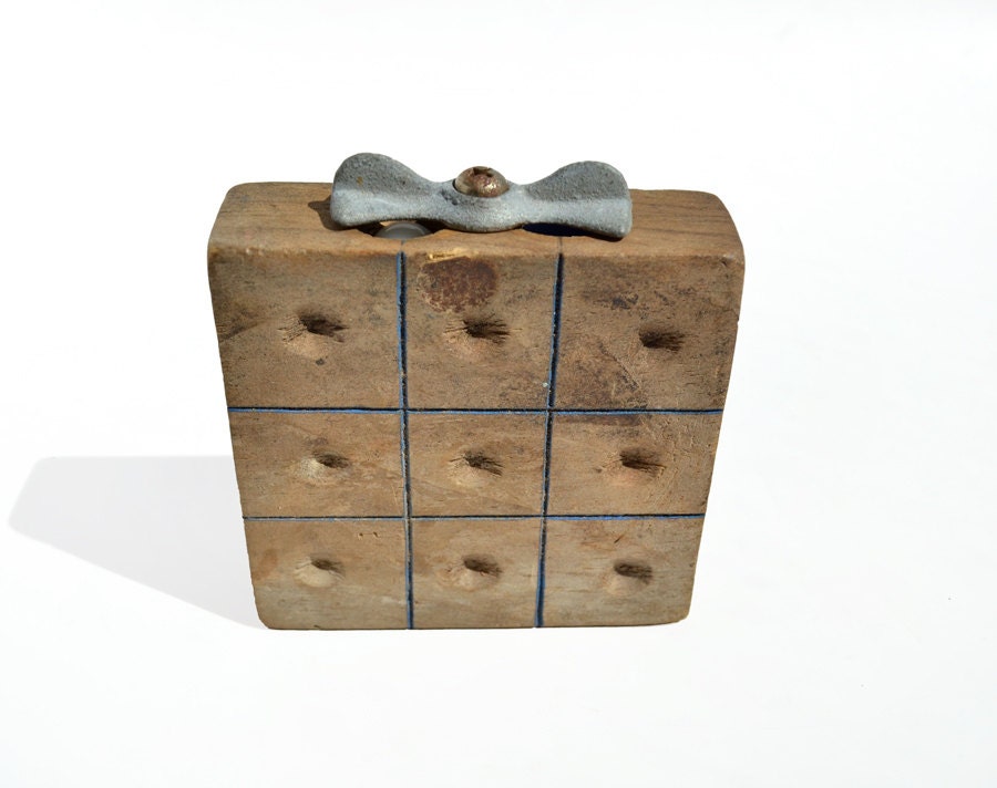 primitive handmade wooden tic tac toe vintage folk art  from Elizabeth Rosen