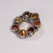 Vintage Amber Rhinestone Sparkling Brooch, Silver tone brooch, Round Brooch, UK Seller