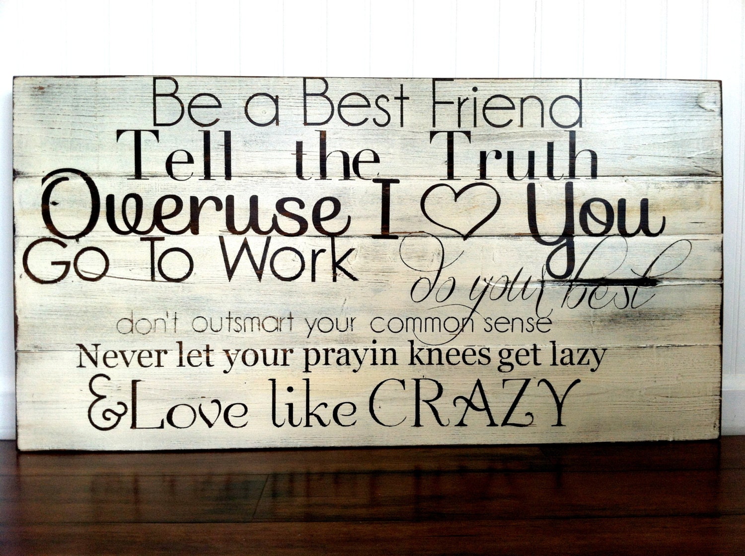 Love like Crazy- song lyrics painted on barn wood. Anniversary gift, wedding gift, 