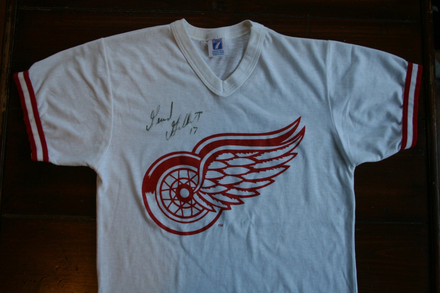 Vintage Detroit Redwings T-shirt Signed 17 Gerard Gallant