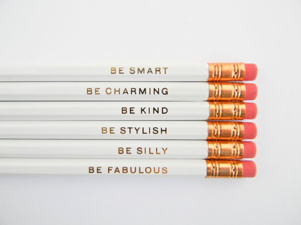 Gentle Reminders Pencils- White, Set of 6