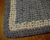 Blue Denim and White Upcycle Crochet Rag Rug