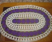Purple and Olive Oval Runner / Brand New / Tabletopper / Tablecloth / Doily