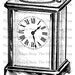 Vintage Traveling Clock Black and White Clip Art Printable Digital Scan Stock Image for Fabric Transfers Mixed Media Graphic Design Etc