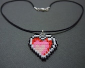 Hand Woven Seed Bead Heart Necklace
