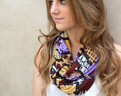 Infinity Scarf, Loop Scarf, Circle Scarf, Hearts, Polka Dots, Gold, Lavender, Rust, Brown