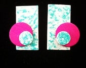 Pink, White and Green Shapes Post Earrings