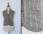 1970s unisex button up SLOUCHY cardigan sweater vest by collage in taupe size medium