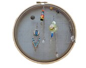 jewelry ORGANIZING hoop / earring tree / upcycled boho chic wall hanging