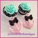 Teal Rose Pink anchor Bow rockabilly Psychobilly Pinup Scene fashion earrings Fake plugs 