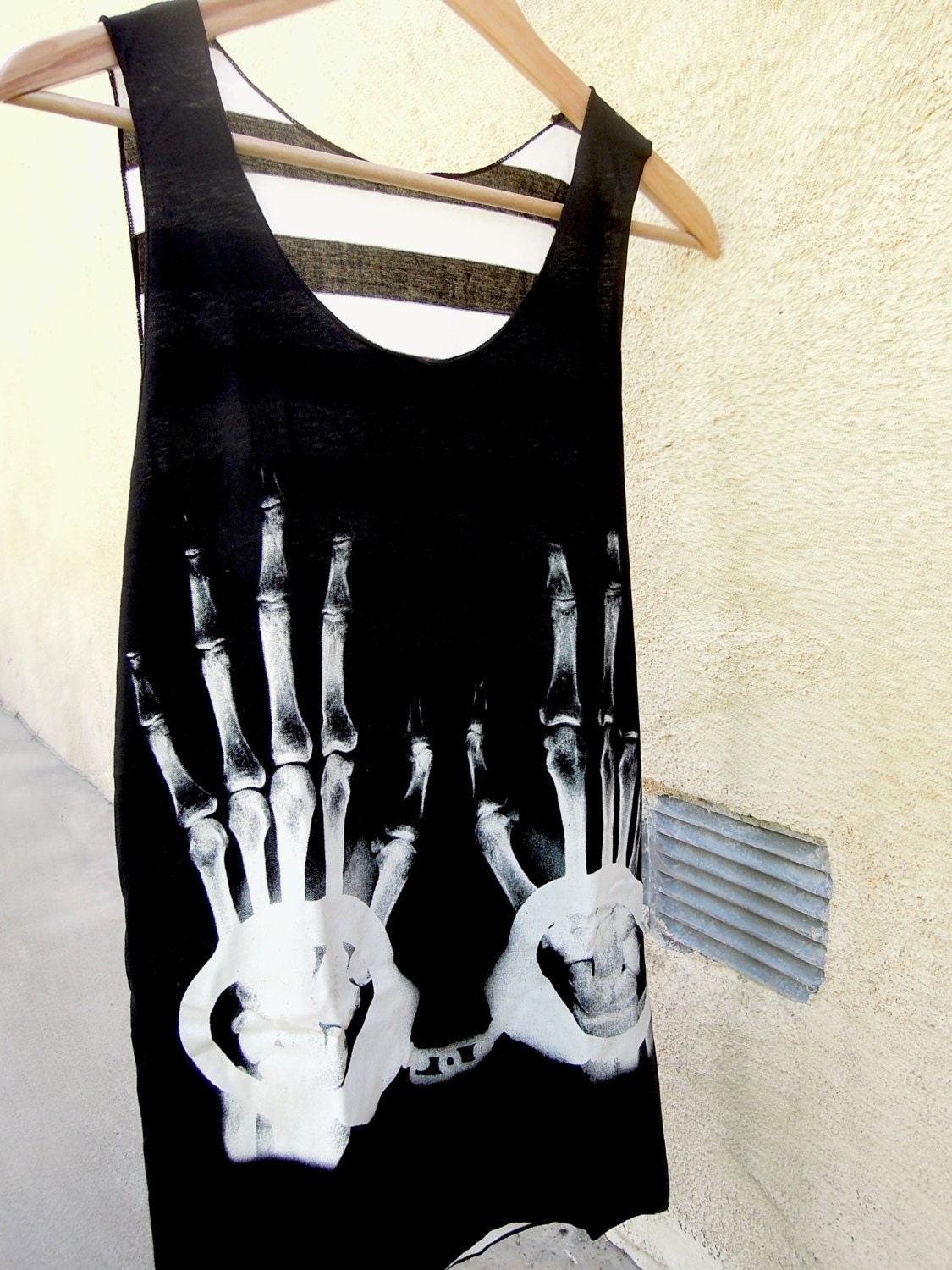 xray hand front stripes back clothing typography women fabric good  punk rock tank top new sexy summer black shirt tee tshirt screen print