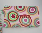 Pink Heart Zippered Wristlet Wallet / Camera  / iPhone Case with Strap/ FREE EMBROIDERY...From Annika in Chautauqua