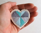 Geometric heart brooch with mint green and gray colors for Valentine's Day or anytime