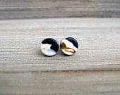 Tiny  Circle Earrings Black White