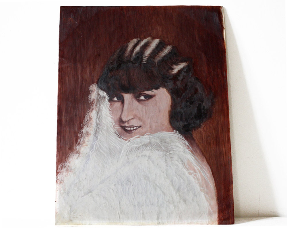 Wonderful Original  French Art Deco OIL PAINTING " PORTRAIT of a Woman"