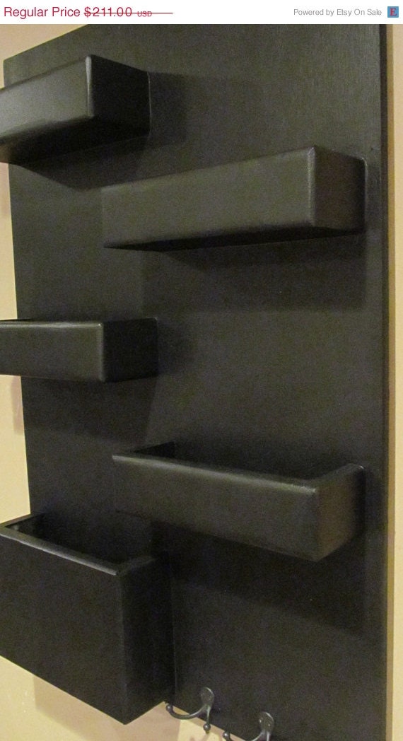 ON SALE 5-pocket Mail organizer blackboard medium vertical wall mounted pockets and hooks