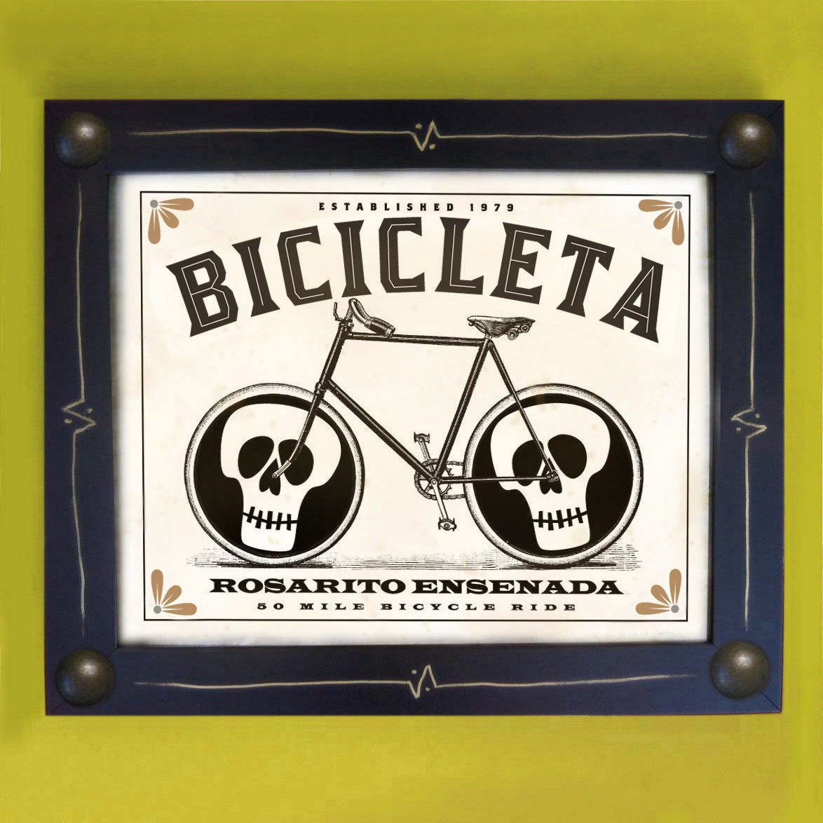 Bicycle Art Print Rosarito Ensenada Black and White Mexican