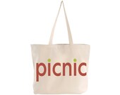 EXTRA LARGE Canvas Market Tote . Screen Printed Eco Friendly . 19.5"w x 15"h x 5"d