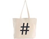 EXTRA LARGE Canvas Market Tote . Screen Printed Eco Friendly . 19.5"w x 15"h x 5"d