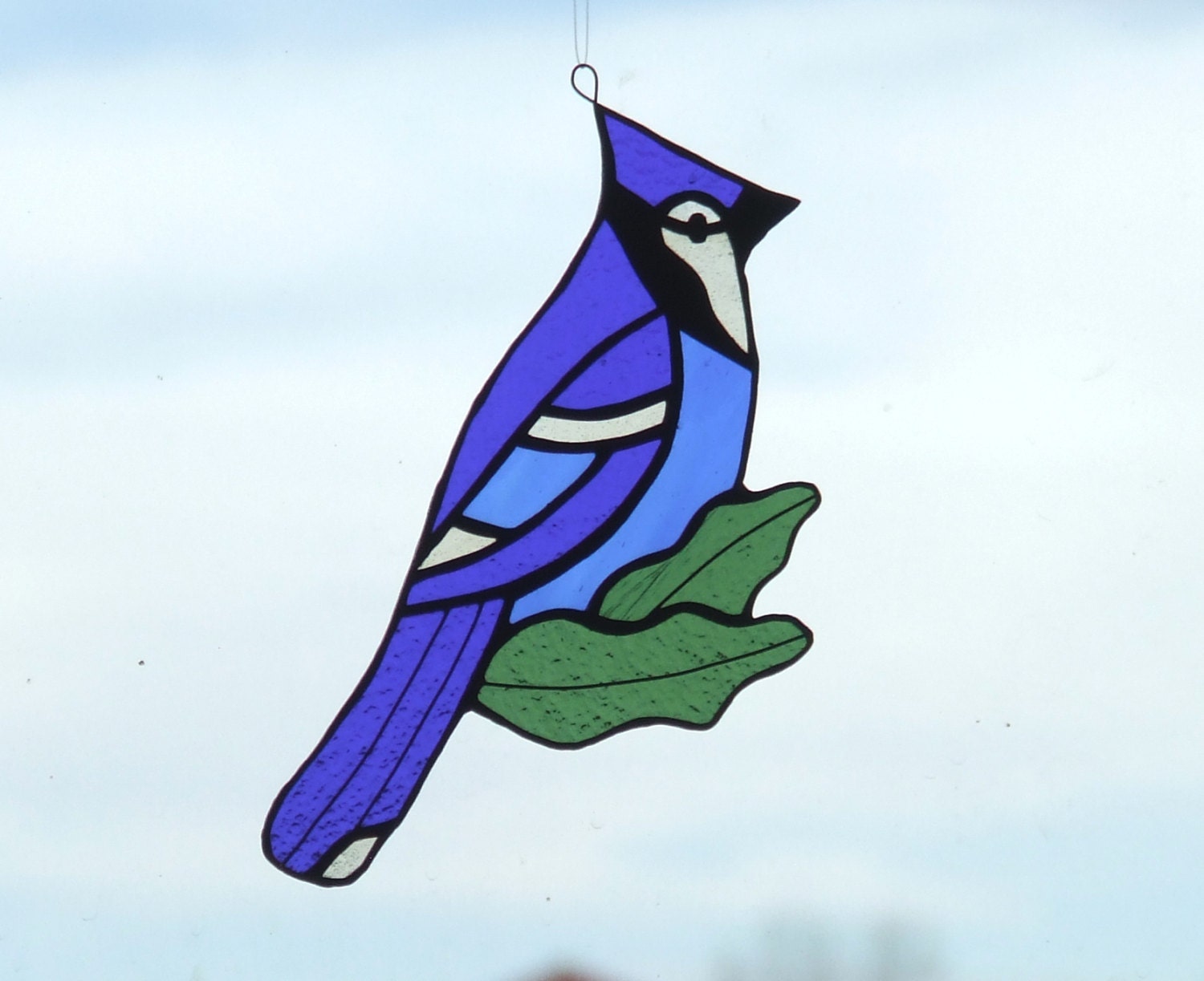 Stained Glass Blue Jay Suncatcher