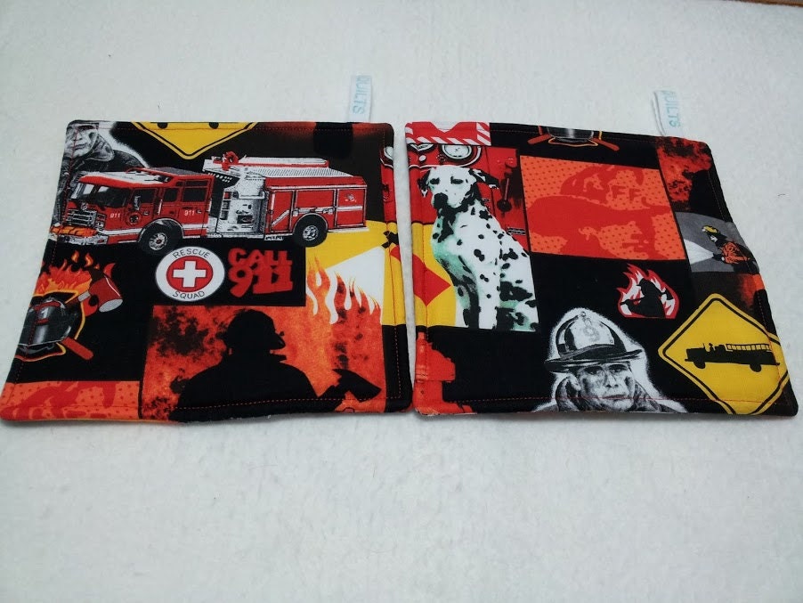 Firefighters Themed, Pot Holders, Set of Two