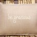 Decorative Pillow Cover embroidered with "be gracious"  flax linen and matelasse 12 x 16