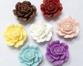 Chrysanthemum Flowers -20pcs Mixed Colors Beautiful Resin Rose Bobby Pin Charm 22mm