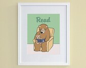Reading Nursery Art - Bear Print (8x10)