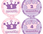 Princess Tiara Monthly Onesies Stickers, Baby Stickers for Onesies, Month Stickers