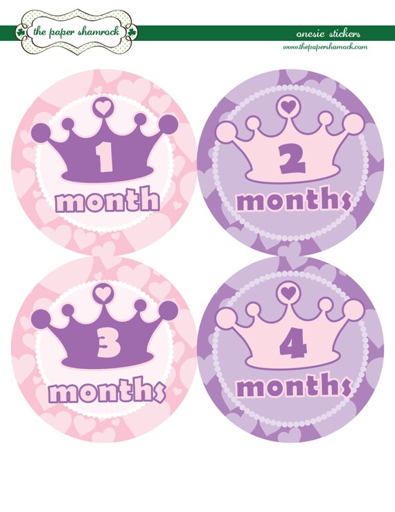 Princess Tiara Monthly Onesies Stickers, Baby Stickers for Onesies, Month Stickers Il_570xn