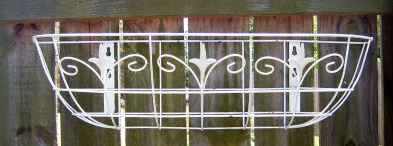 Wall Planter, White Metal Planter, Upcycled, Shabby Chic, Garden Decor,