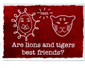 Red Lion And Tiger Cartoon  Magnet