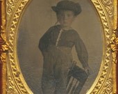 Western Frontier  Little Boy young boy Tintype 1/9 plate