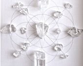 PURIFY ENERGIZE FLOW --- framed sacred crystal grid --- clear quartz