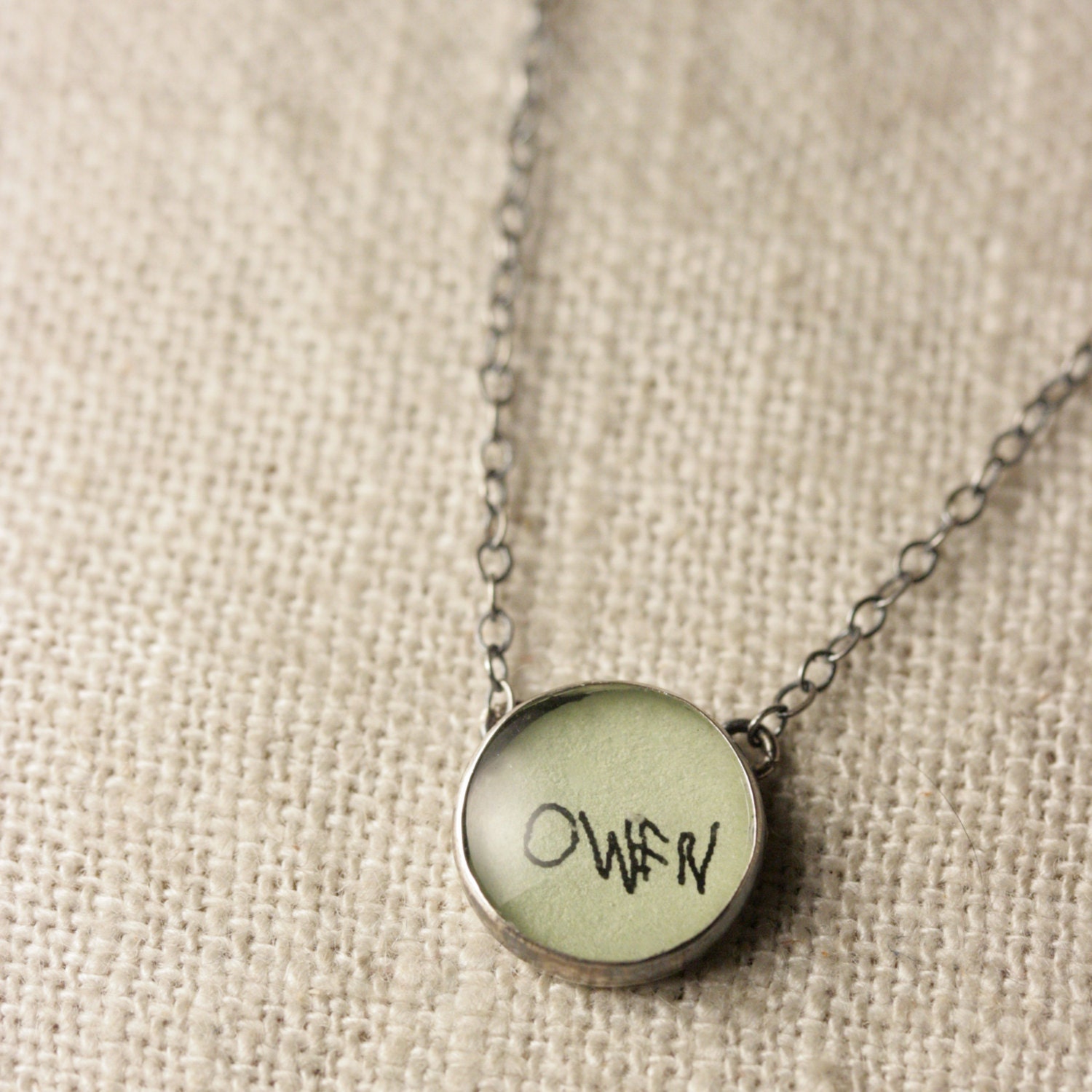 Personalized Charm Necklace with Your Child's Actual Signature - 1 Name, Linked