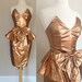 1980s Gold Prom Dress / Party Dress / Gold Party Dress / Bronze Prom Dress / Strapless Peplum Dress Size: S