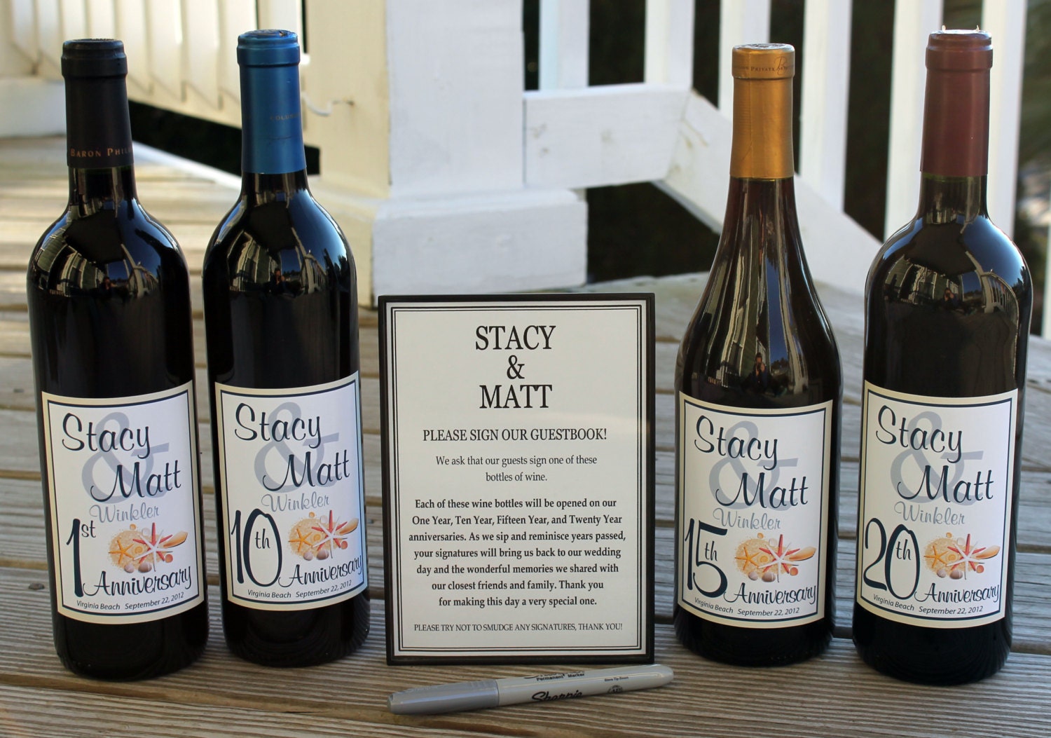Custom Beach labels, Beach wedding labels, Wine Bottle Guest Book Kit, Beach Wine label guest book, Guestbook Wine Kit, personalized labels