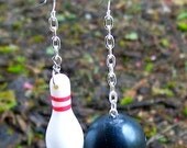 Bowling Pin and Bowling Ball Chain Earrings
