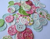 80 Spring Fling Floral Embossed Paper Buttons