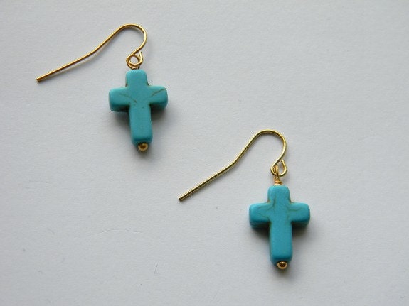 Turquoise Cross Earrings