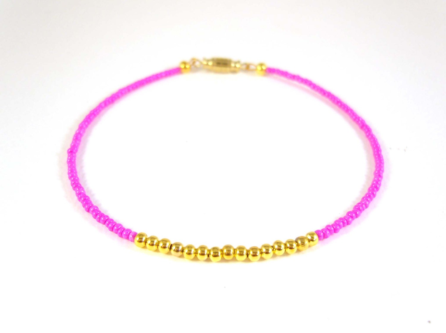 Hot Pink Anklet, Seed Bead Anklet, Beaded Ankle Bracelet, Beach Jewelry UK