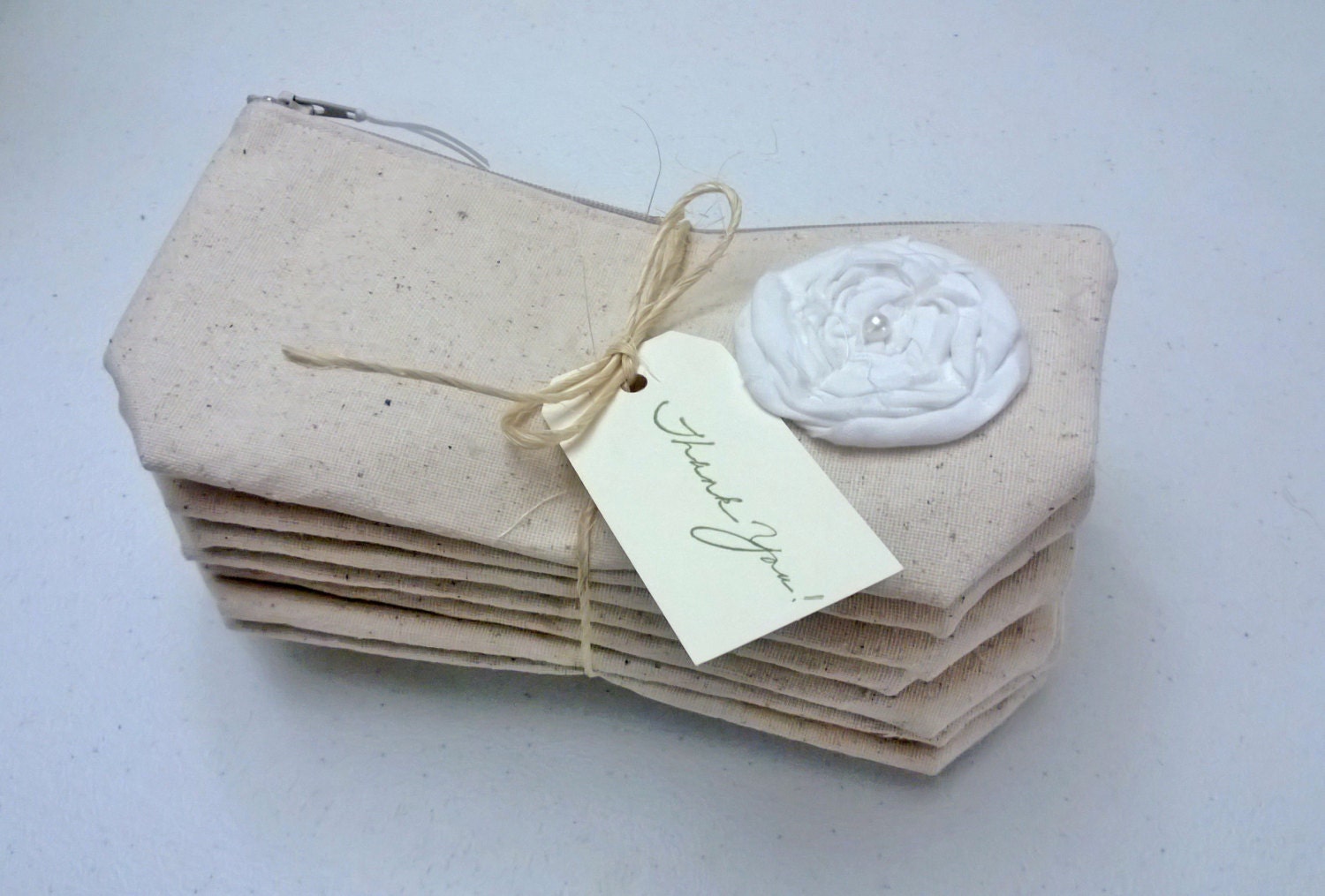 Linen Country Wedding Clutch Purse, Linen, Bridesmaid Gift - Set of 3