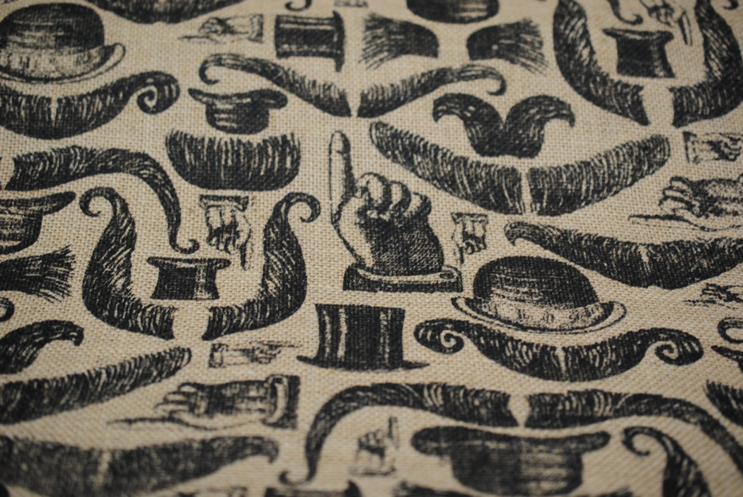 Springs - Printed Burlap - Mustaches and Tophats