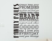 Family Rules Wall Decal Living Room Subway Wall Art Sticker