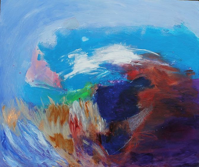 Abstract Landscape Painting Acrylic Modern Art "On the Edge of the World"